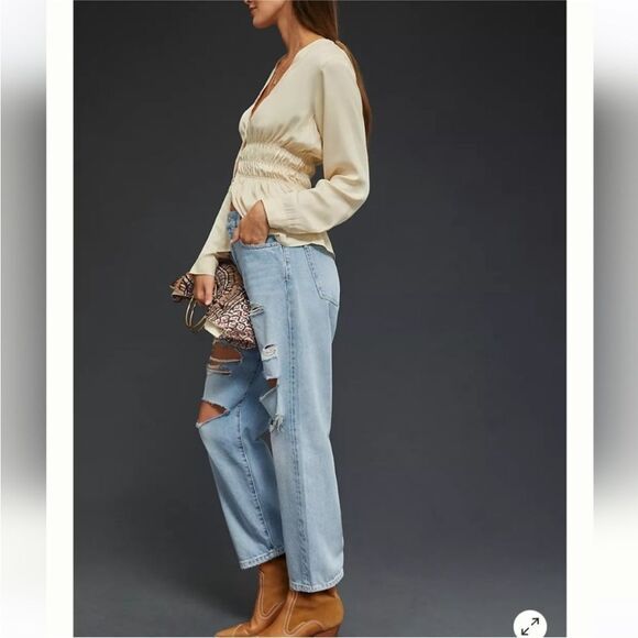 PILCRO | Vintage Crop Jeans Light Blue Wash Distressed Women’s Size 28 - Picture 3 of 15